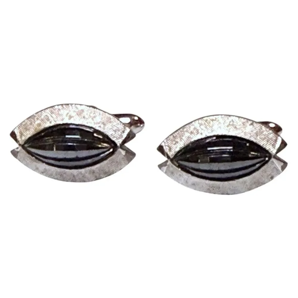 Vintage Swank Cufflinks Mens Silver Tone Faceted Eye Bullet Back MCM